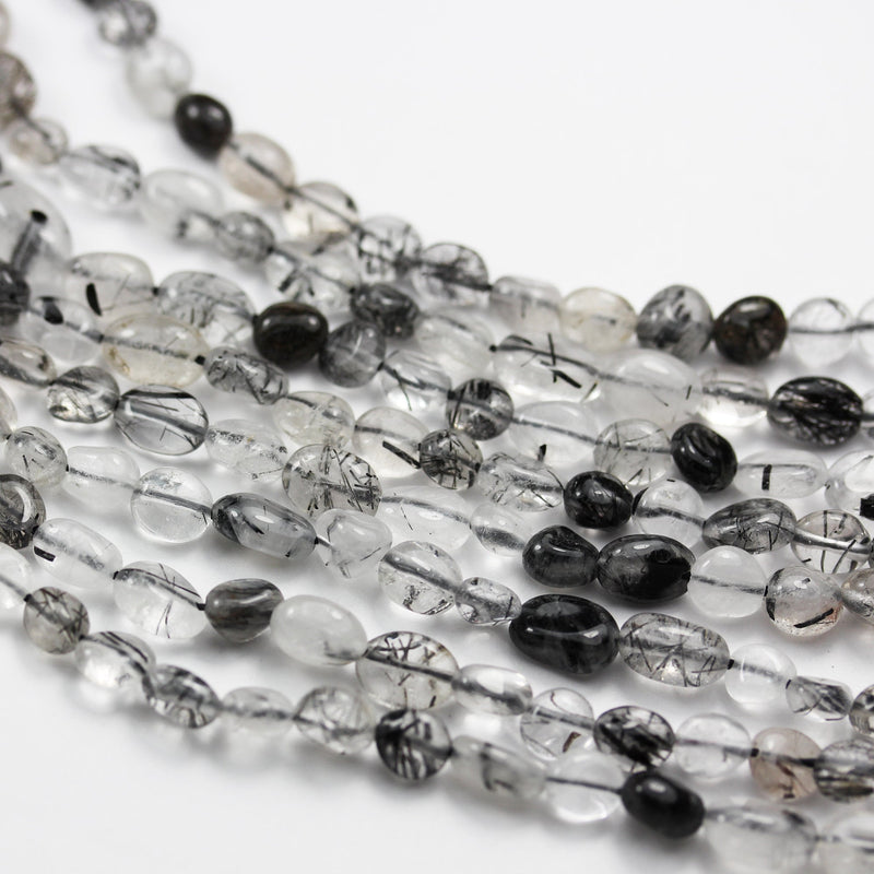 Rutilated Quartz, 6*8mm Natural gemstone nugget,One full strand Gemstone beads, 15.5"