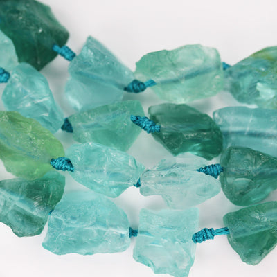 Green quartz , 20-25mm Center Drilled Nugget Shape gemstone , 15.5", about 15 beads, 2mm hole