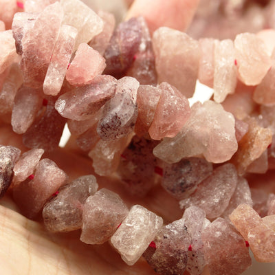 Raw Natural Strawberry Quartz,17-20mm Nugget Gemstone Strand, Center drilled Natural shape,One full strand hole2mm