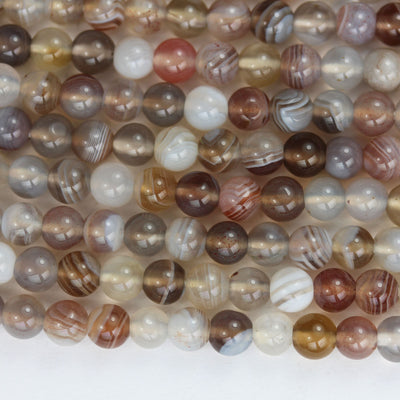 Botswana Agate, 4mm Round Natural Gemstone Strand,15.5 inch, about 100 beads ,1mm hole