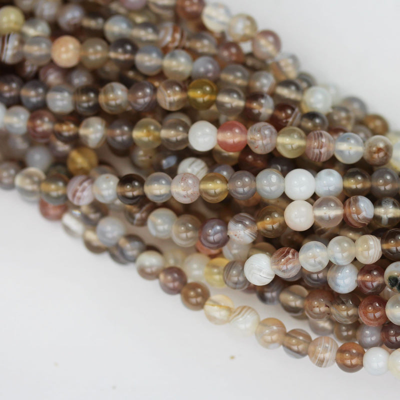 Botswana Agate, 4mm Round Natural Gemstone Strand,15.5 inch, about 100 beads ,1mm hole