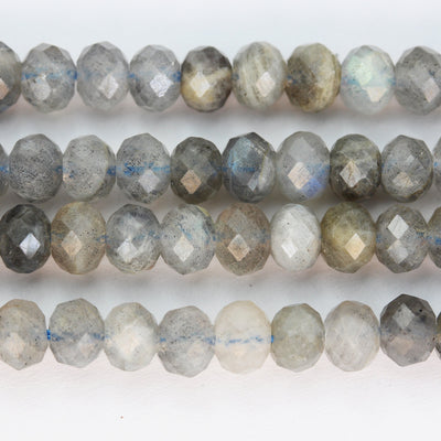 labradorite, 4*6mm Faceted Rondelle Gemstone Strand, 15.5inch , about 90beads , 1mm hole