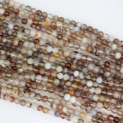 Botswana Agate, 4mm Round Natural Gemstone Strand,15.5 inch, about 100 beads ,1mm hole