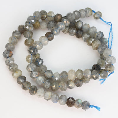 labradorite, 4*6mm Faceted Rondelle Gemstone Strand, 15.5inch , about 90beads , 1mm hole