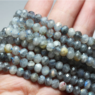 labradorite, 4*6mm Faceted Rondelle Gemstone Strand, 15.5inch , about 90beads , 1mm hole