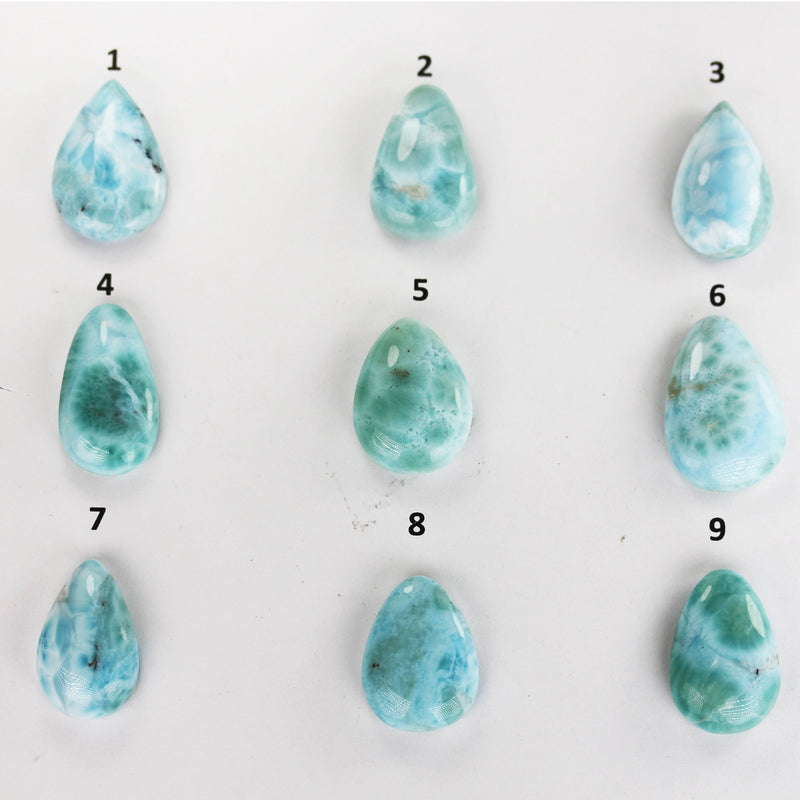 100% Natural Dominican Larimar Teardrop  Loose Gemstones Pendant Beads ( no hole) ,5-6g each piece