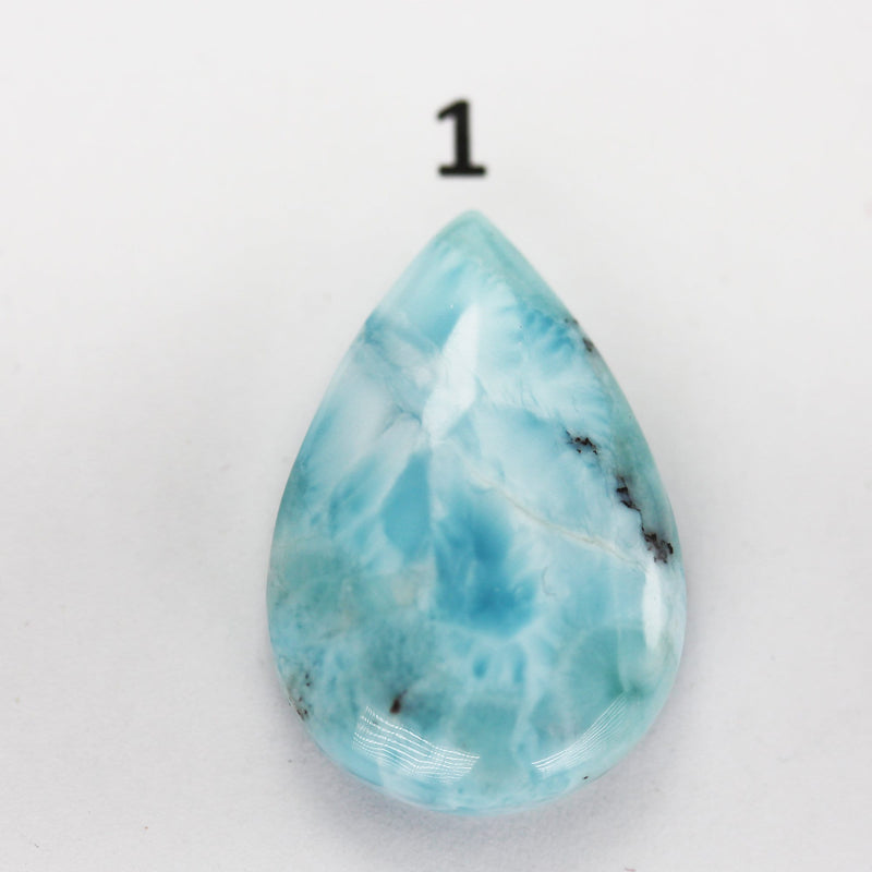 100% Natural Dominican Larimar Teardrop  Loose Gemstones Pendant Beads ( no hole) ,5-6g each piece