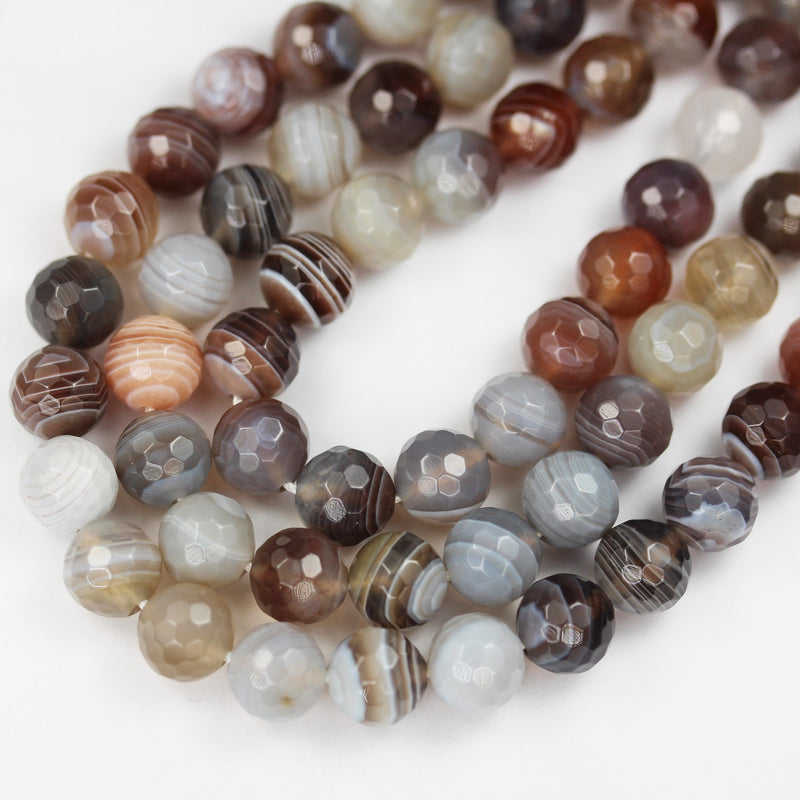 Botswana Agate, 8mm Faceted Round Natural Gemstone Beads Strand, hole 1mm, 16 inch, about 50beads