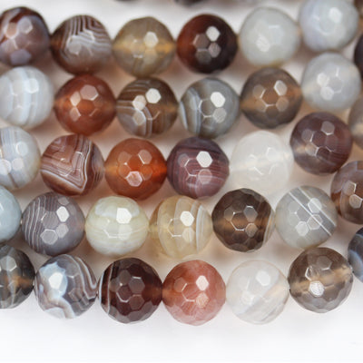 Botswana Agate, 8mm Faceted Round Natural Gemstone Beads Strand, hole 1mm, 16 inch, about 50beads