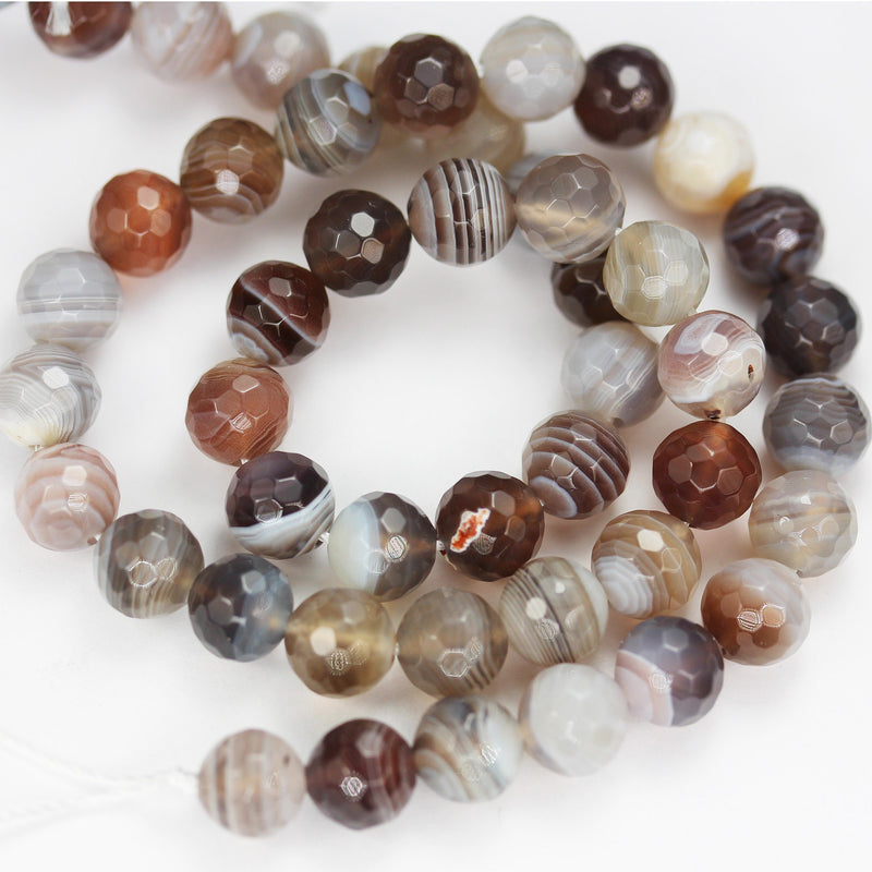 Botswana Agate, 8mm Faceted Round Natural Gemstone Beads Strand, hole 1mm, 16 inch, about 50beads