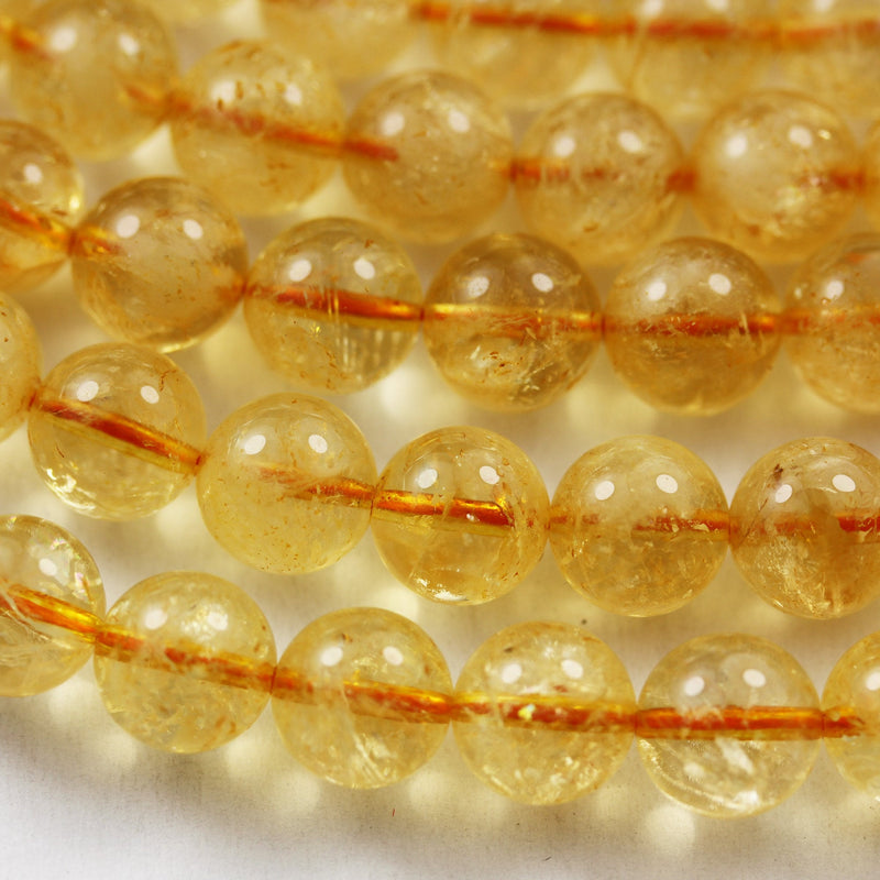 Citrine, 10mm One full strand Gemstone Strand, Center drilled Round shape , 16inch , 1mm hole, about 40pcs