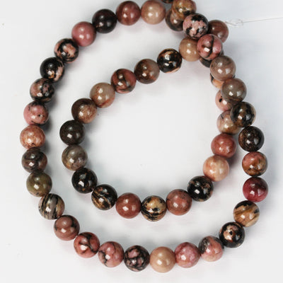 Rhodonite,6mm Natural Round Gemstone,  One full strand ,15", about 65 beads, 1mm hole