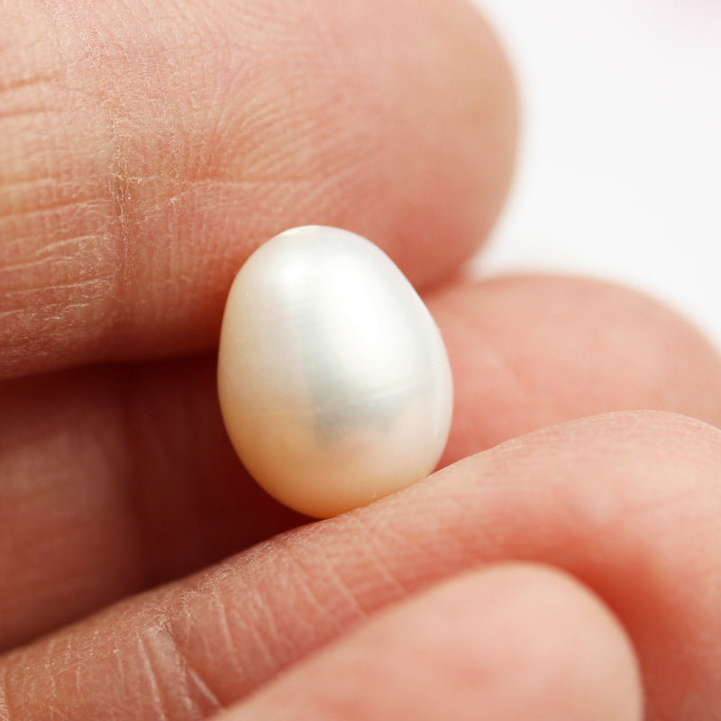 2pcs/20pcs Freshwater Pearl,9-10mm White,AA Half Drilled Potato Shape Natural Pearl,for Making Earring/Ring/Pendant , hole 1mm