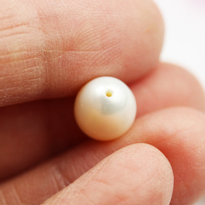 2pcs/20pcs Freshwater Pearl,9-10mm White,AA Half Drilled Potato Shape Natural Pearl,for Making Earring/Ring/Pendant , hole 1mm