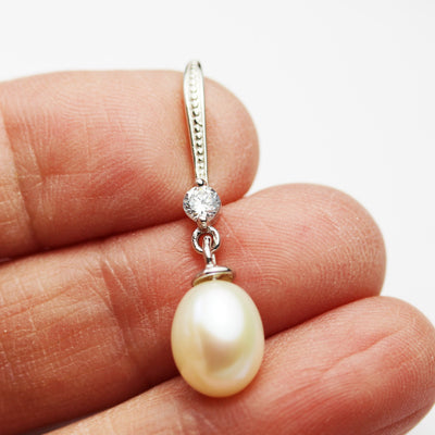 2pcs/20pcs Freshwater Pearl,9-10mm White,AA Half Drilled Potato Shape Natural Pearl,for Making Earring/Ring/Pendant , hole 1mm