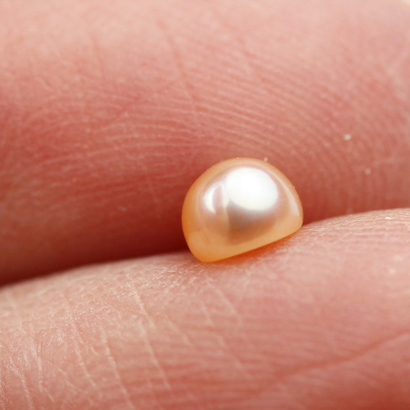 Freshwater Pearl, 4-5mm AAA Half Drilled Rose Button Round Pearl Studs, for Making earring/Ring , hole 1mm