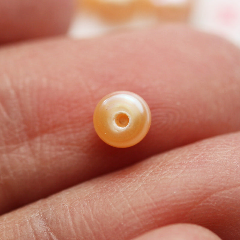 Freshwater Pearl, 4-5mm AAA Half Drilled Rose Button Round Pearl Studs, for Making earring/Ring , hole 1mm