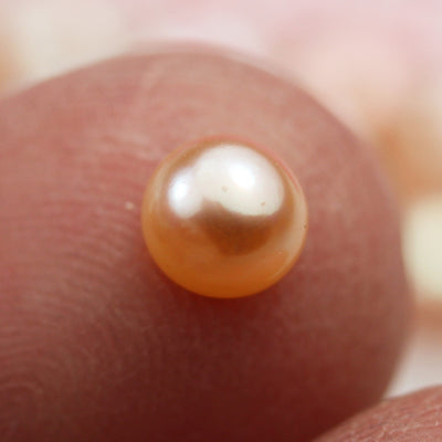 Freshwater Pearl, 4-5mm AAA Half Drilled Rose Button Round Pearl Studs, for Making earring/Ring , hole 1mm