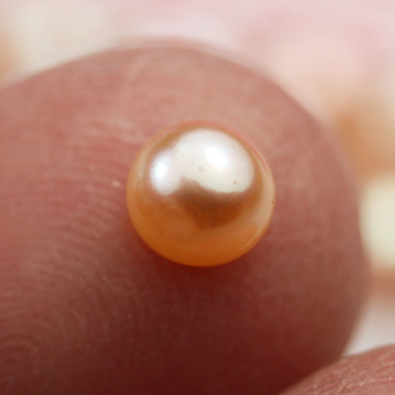 Freshwater Pearl, 4-5mm AAA Half Drilled Rose Button Round Pearl Studs, for Making earring/Ring , hole 1mm