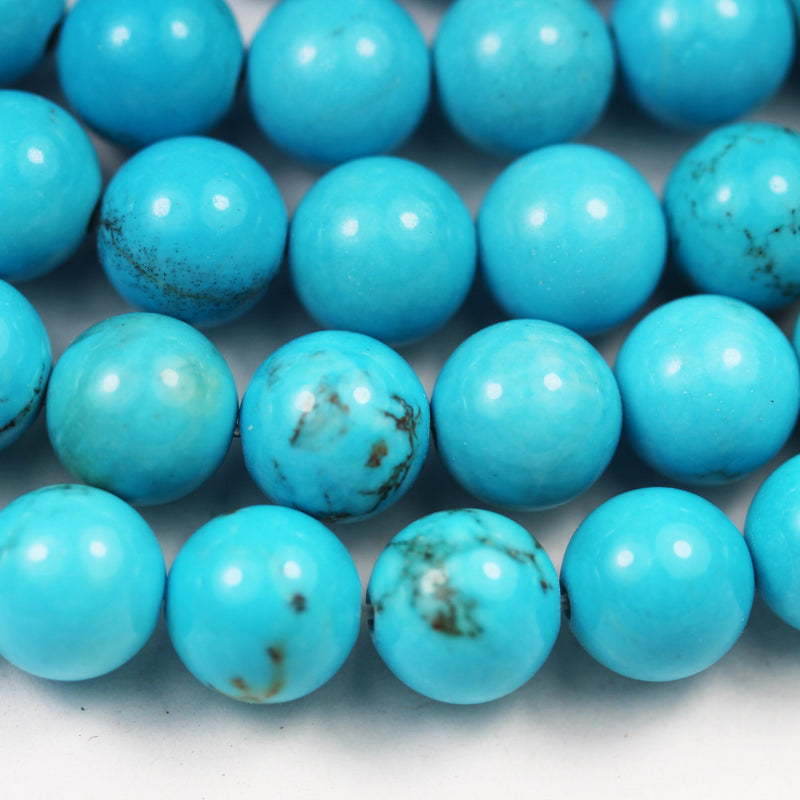 Turquoise, 10mm Round One full strand Gemstone Strand,Blue color, hole 1mm, about 40 beads