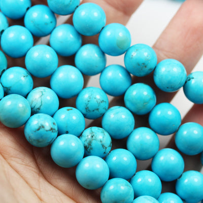 Turquoise, 10mm Round One full strand Gemstone Strand,Blue color, hole 1mm, about 40 beads