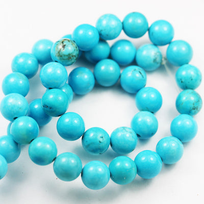 Turquoise, 10mm Round One full strand Gemstone Strand,Blue color, hole 1mm, about 40 beads