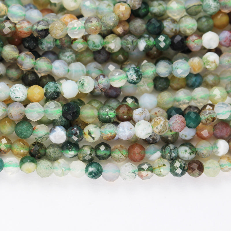 Indian Agate, 3mm Faceted Round Gemstone Strand, One full strand , about 110 beads , 0.6mm hole