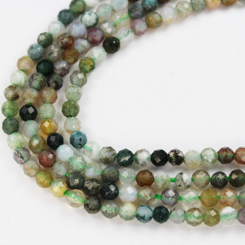 Indian Agate, 3mm Faceted Round Gemstone Strand, One full strand , about 110 beads , 0.6mm hole