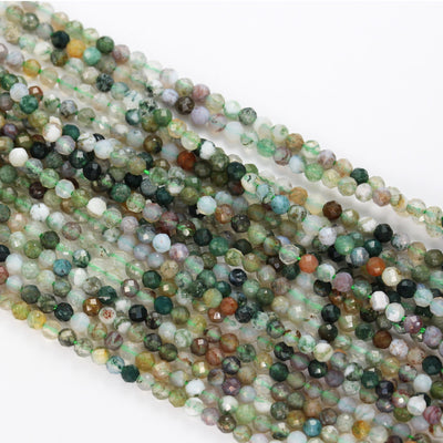 Indian Agate, 3mm Faceted Round Gemstone Strand, One full strand , about 110 beads , 0.6mm hole