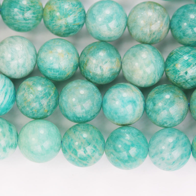 Natural Amazonite, 10mm Round Aqua Blue Gemstone Strand, Full strand 15.5inch ,1mm hole