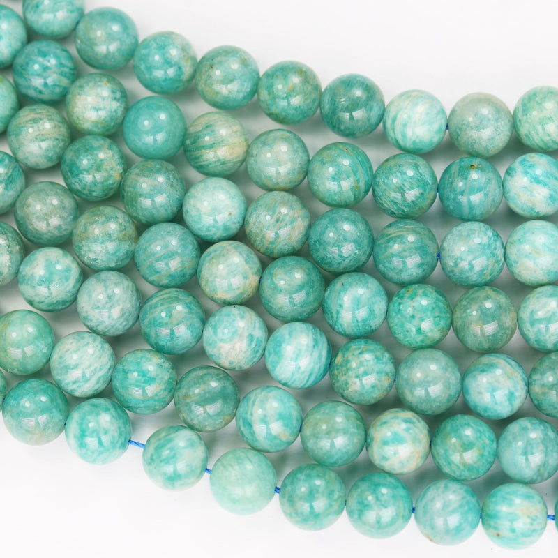 Natural Amazonite, 10mm Round Aqua Blue Gemstone Strand, Full strand 15.5inch ,1mm hole