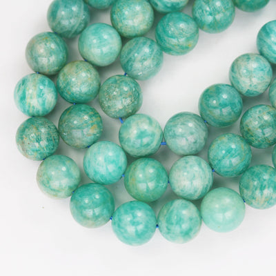 Natural Amazonite, 10mm Round Aqua Blue Gemstone Strand, Full strand 15.5inch ,1mm hole