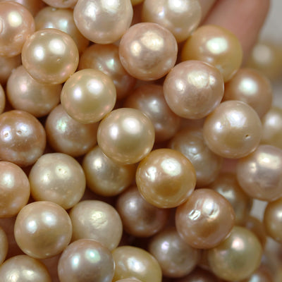 11-13mm Baroque Peach/Pink Freshwater Pearl Strand,  15.5 inch, 0.8mm hole, about 30 beads