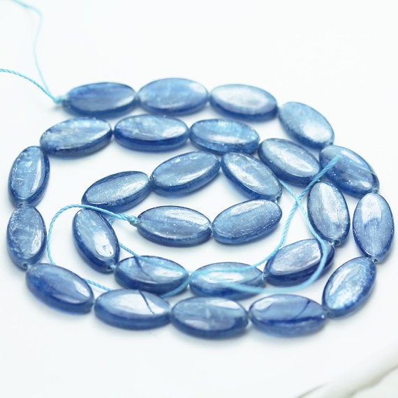 One full strand 8*15mm Natural Kyanite Gemstone Beads, Oval  Shape , 4mm thick,16"