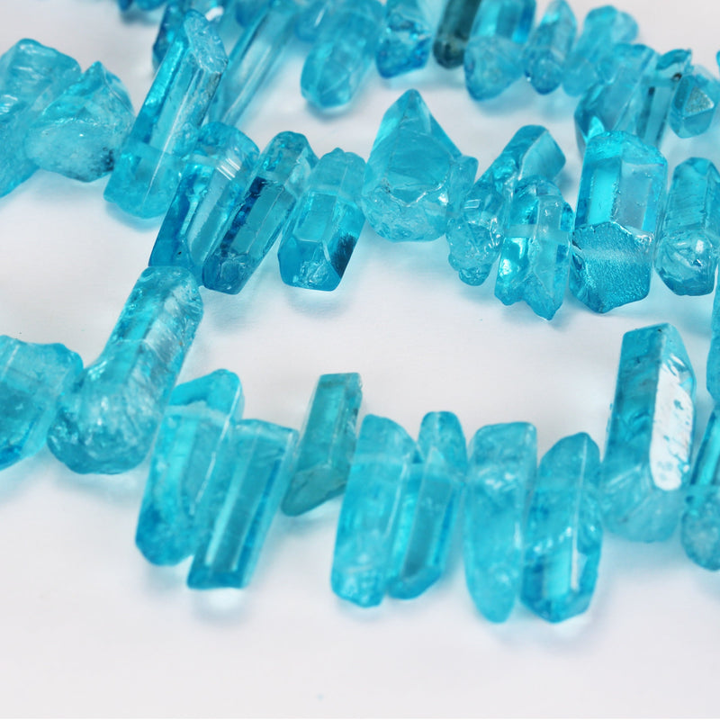 Dyed Blue Stick Quartz, 15-25mm x 4-6mm Gemstone Stick Beads, 16 inch , 1mm hole, about 85 beads