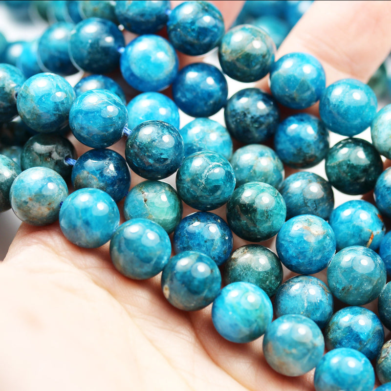 10mm Round Apatite Gemstone Strand, Bluel color, hole 1mm, 16 inch, about 43beads