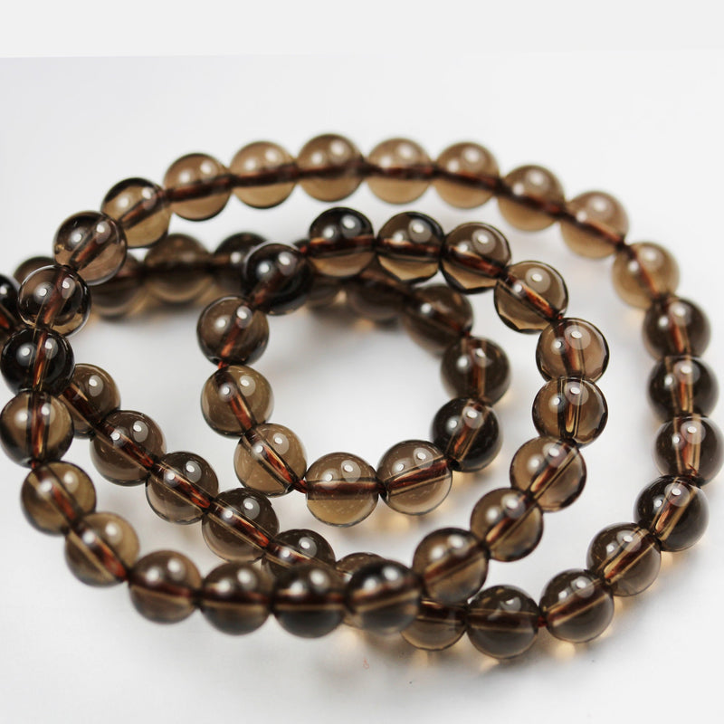 Smoky Quartz, 6.5mm Round Gemstone Strand, Smokey color,  One full strand. hole 1mm