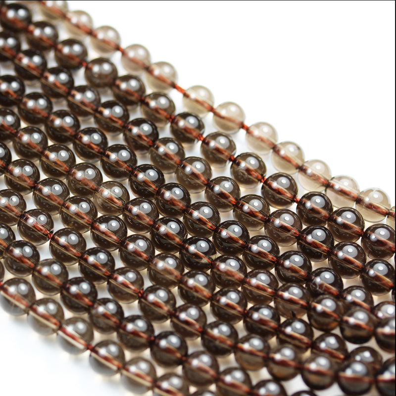 Smoky Quartz, 6.5mm Round Gemstone Strand, Smokey color,  One full strand. hole 1mm