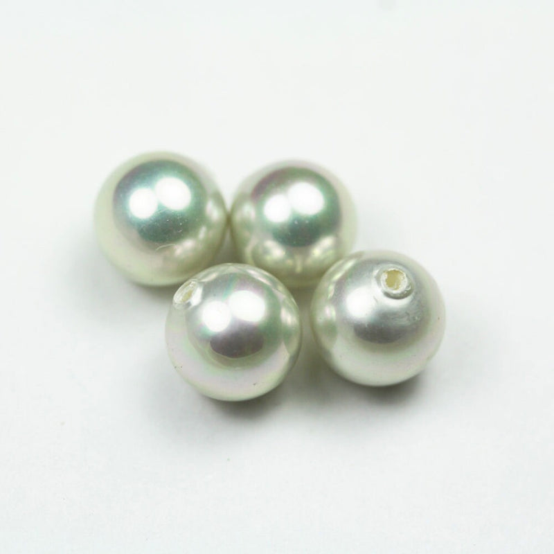 Shell Pearl, 3pairs 8mm Half Drilled Grey Round, for Making earring/Ring , hole 1mm