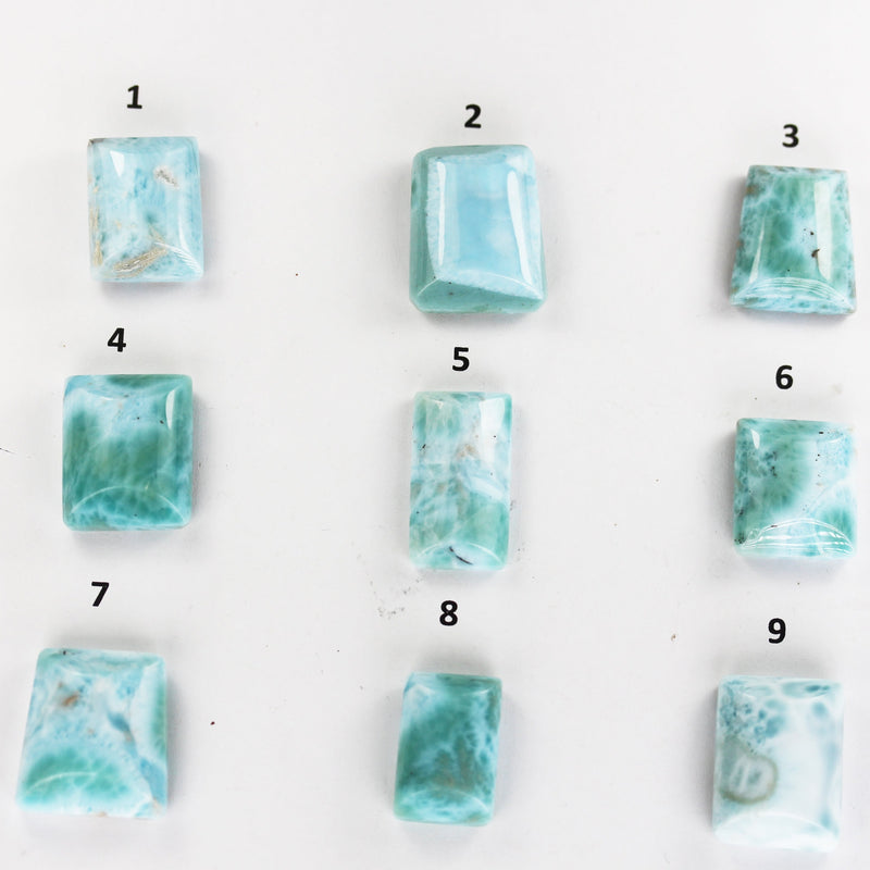 100% Natural Dominican Larimar Rectangle Loose Gemstones Pendant Beads ( no hole) ,5-9g each piece