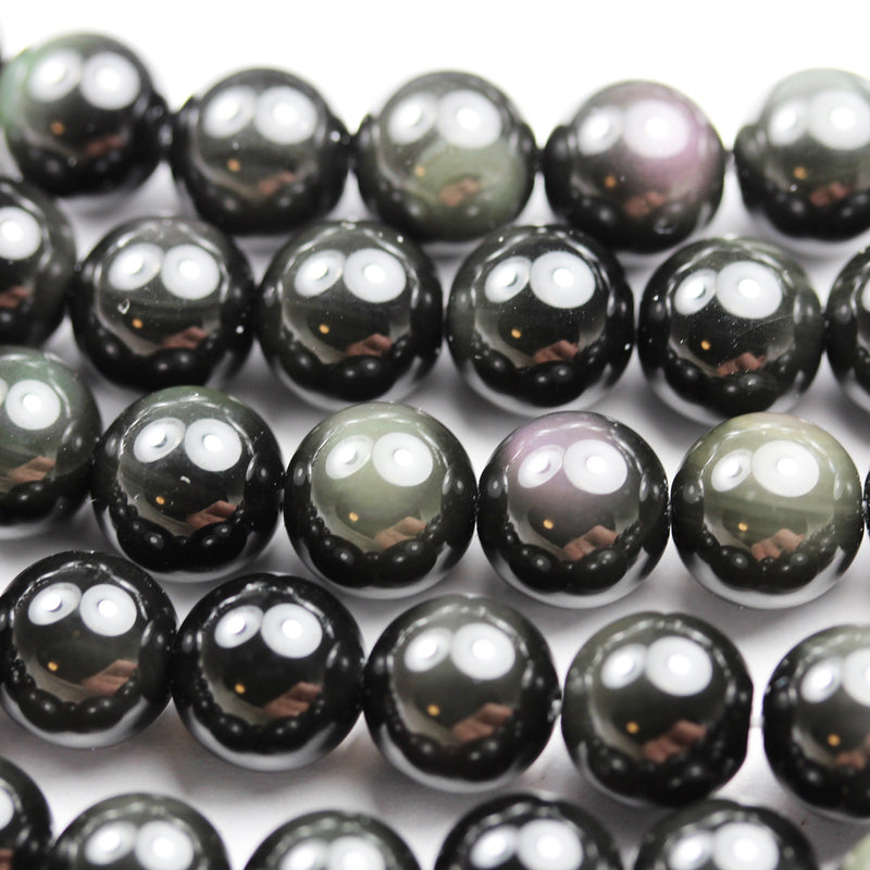 Rainbow obsidian,10mm Round Natural Gemstone Strand, One full strand ,1mm hole