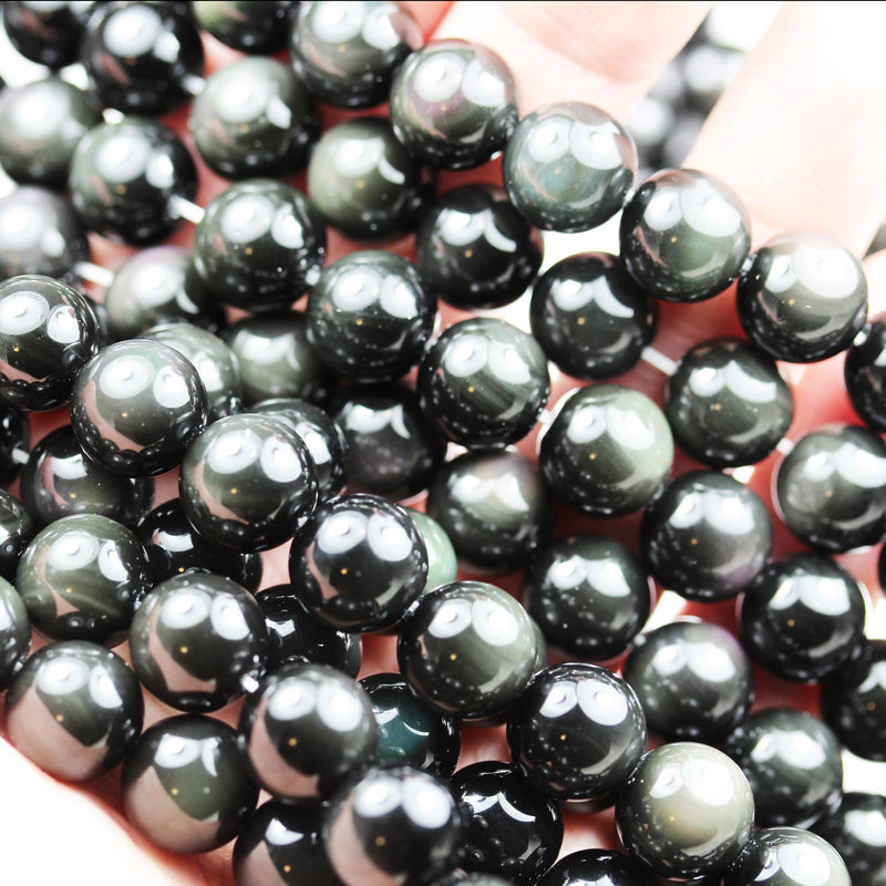 Rainbow obsidian,10mm Round Natural Gemstone Strand, One full strand ,1mm hole