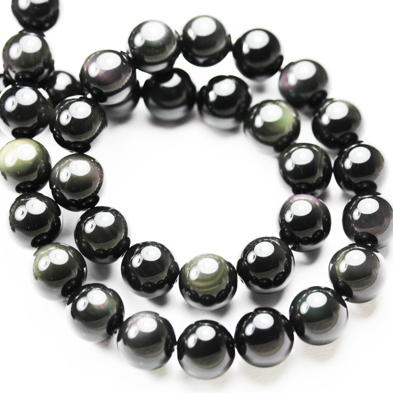 Rainbow obsidian,10mm Round Natural Gemstone Strand, One full strand ,1mm hole