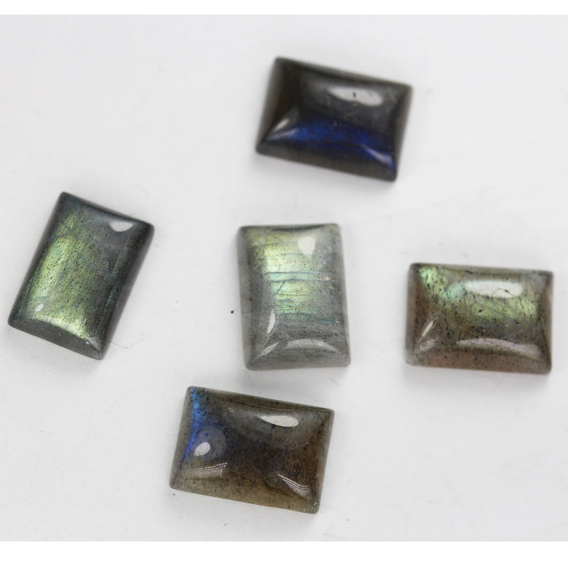 Natural Labradorite Rectangle Cabochon Gemstone Beads,  10*14mm Cabs, 4.5mm thick