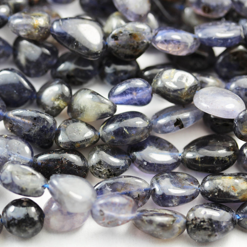 Natural Iolite,8*10mm Natural Nugget Gemstonek,15.5inch, about 40beads, hole1mm