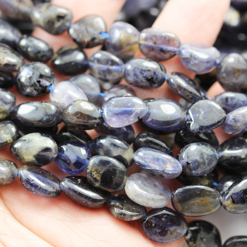 Natural Iolite,8*10mm Natural Nugget Gemstonek,15.5inch, about 40beads, hole1mm