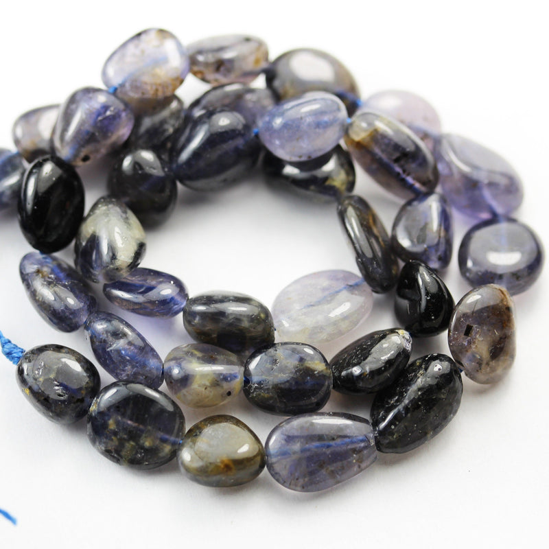 Natural Iolite,8*10mm Natural Nugget Gemstonek,15.5inch, about 40beads, hole1mm