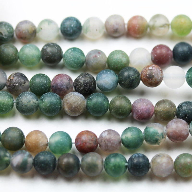 Matte  Indian Agate, 6mm Round Agate Gemstone Beads Strand, 16inch, hole0.8 mm, about 65 beads