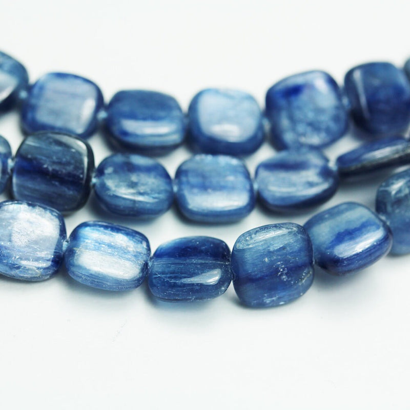 Kyanite ,8mm Button Square Gemstone Beads, 3mm thick,One full strand 16", 1mm hole