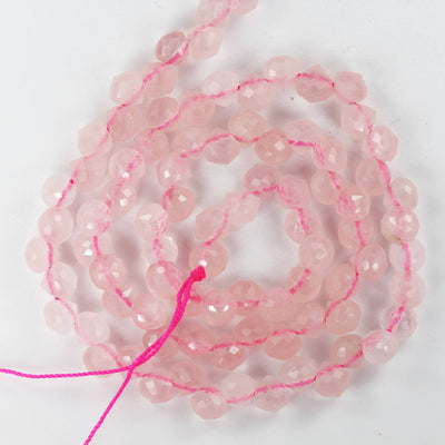 Natural Rose Quartz , 6.5mm Faceted Teardrop Gemstone Strand, One full strand , about 75 bead,1mm hole